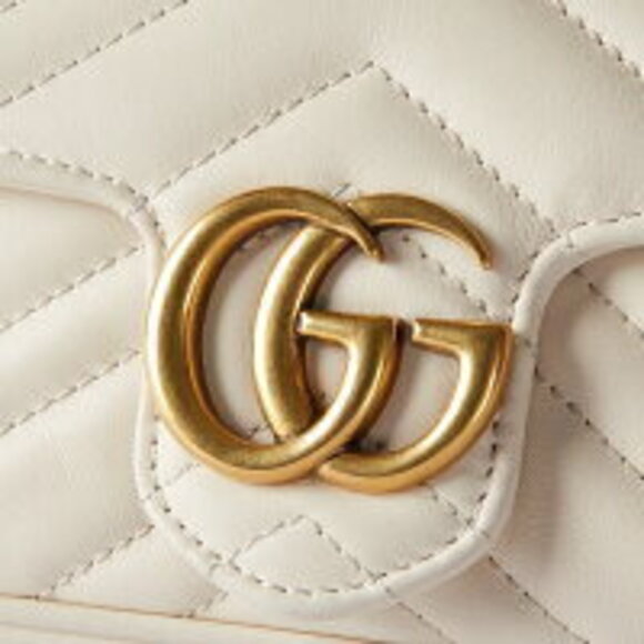 Gucci GG Marmont Quilted Leather Super Bag White Chevron - Picture 2 of 5